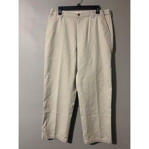 LL Bean Mens Chino 36x30 Comfort‎ Waist Flat Front Khaki 245698 Pants
